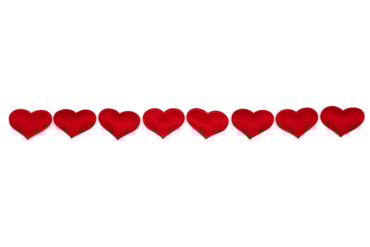 Red hearts isolated on white, mockup photo