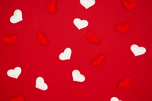 Love concept, copy space, flat lay, place for text, banner, top view photo