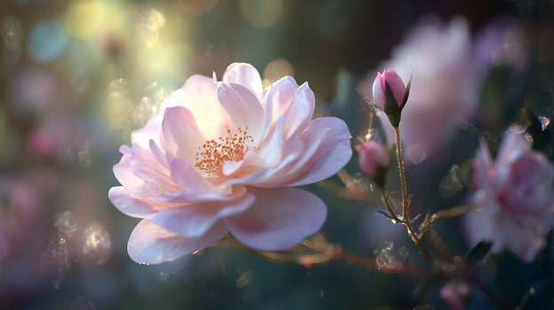 Bright blooming flower with rich natural scenery background photo