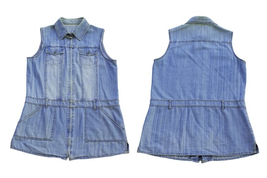 Blue Denim Vest Isolated On A White Background. photo