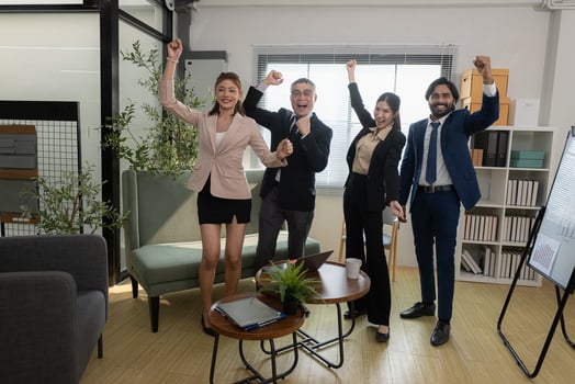 In a contemporary office, a group of senior executives with a mission to approve new projects,20 photo