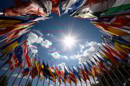 Flags of nations in a circular arrangement photo