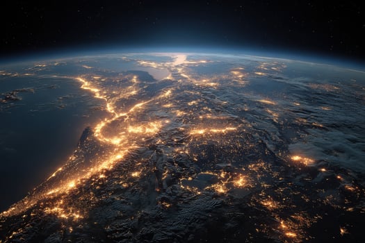 The earth at night with lights from space photo