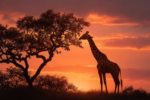 Giraffe in the sunset photo
