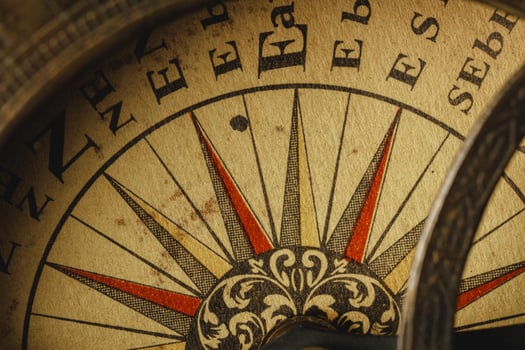 Close up view of the old compass photo