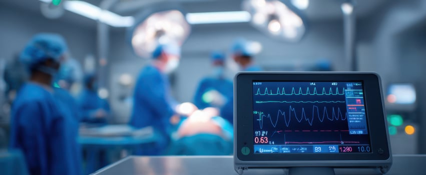 The surgical monitor displaying vital signs during a critical operation in a modern hospital photo