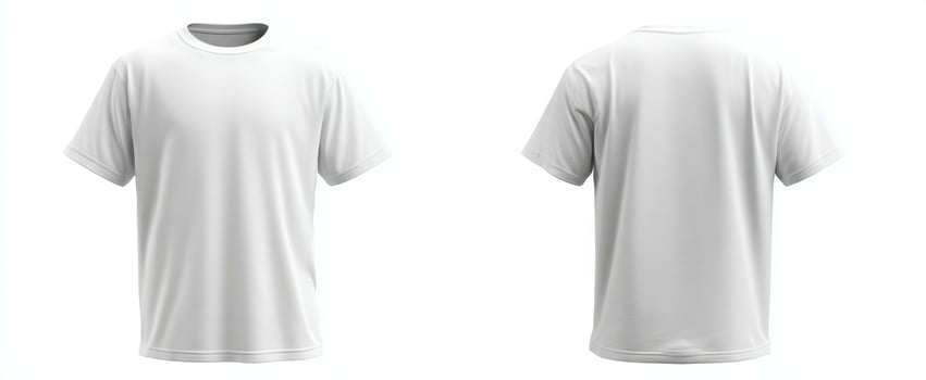 The versatile white t-shirt showcased from front and back angles. photo