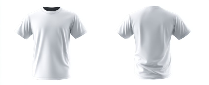 The versatile white t-shirt showcasing front and back views for design use. photo