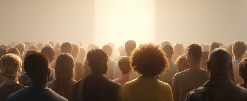 The crowd gathers in anticipation of a transformative experience. photo
