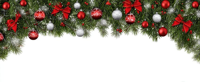 The festive Christmas garland with ornaments and ribbons for a joyful holiday season. photo