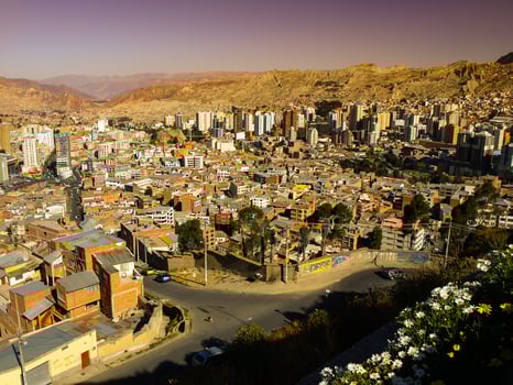 La Paz - capital city of Bolivia located very high at Altiplano plateau photo