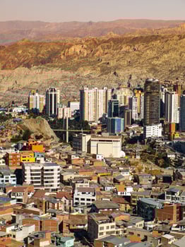La Paz, capital city of Bolivia located very high at Altiplano plateau photo