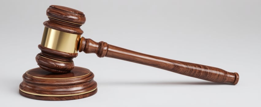 The elegant wooden gavel representing justice and authority in a legal setting. photo