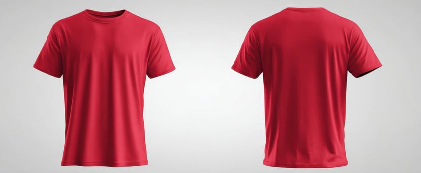 The red t-shirt showcasing classic front and back view for fashion display. photo