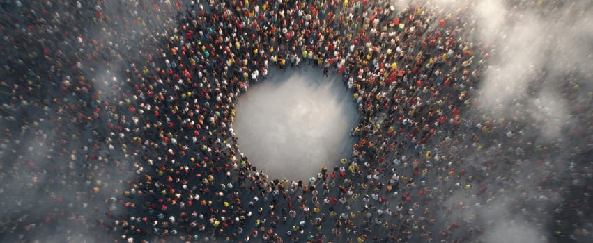 The Aerial View of a Vibrant Crowd in a Celebratory Gathering. photo
