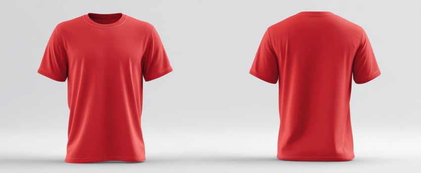 The sleek red t-shirt showcasing front and back views for design purposes. photo