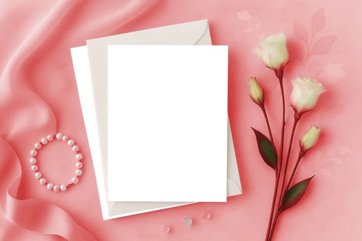 wedding invitation mockup with flower and bracelet photo