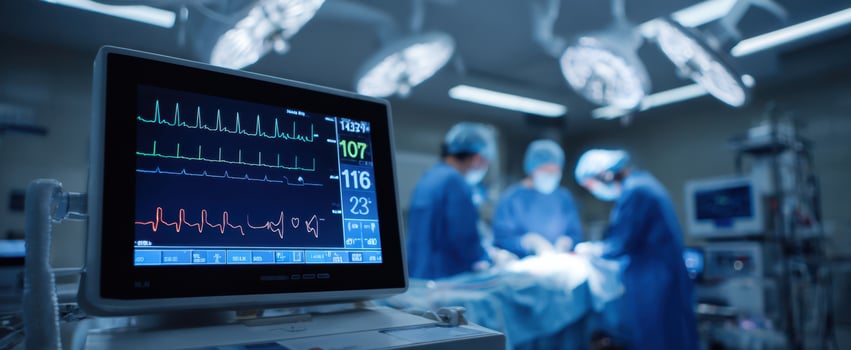 The Hospital Monitor Displaying Vital Signs During a Surgical Procedure photo