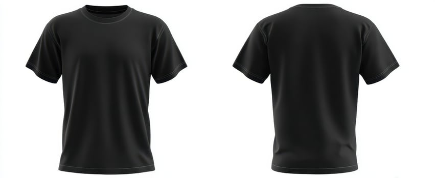 The stylish black t-shirt mockup showcasing front and back views. photo