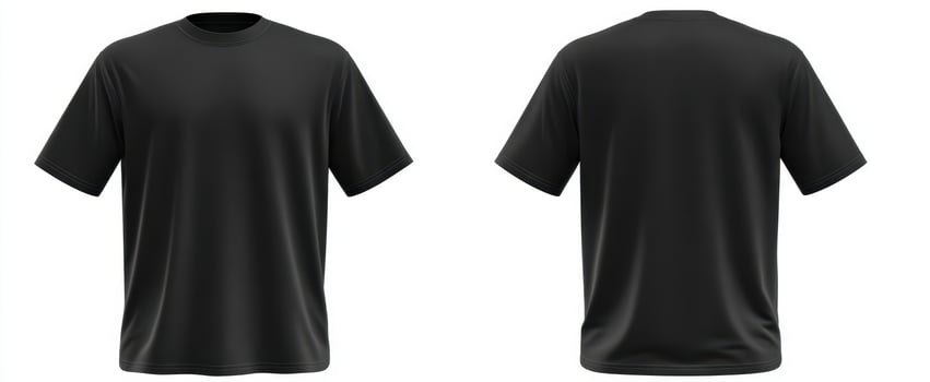 The stylish black t-shirt showcasing front and back views for design purposes. photo