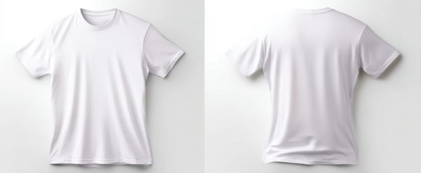 The plain white t-shirt displayed from front and back views on a clean background. photo