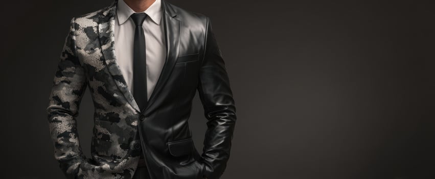 The Stylish Man in a Unique Two-Tone Suit Portrait photo