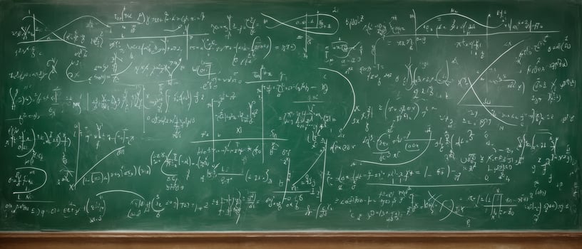 Mathematical formulas on a blackboard stock photo