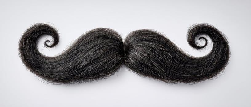 The Quirky Mustache with Elegant Curly Tips on White Background. photo
