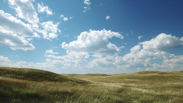Bright summer day in serene countryside nature photo