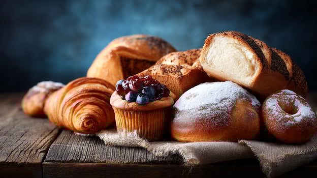 Assorted-rustic bakery close-up image photo