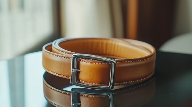 Leather Belt on the Glass Table, Photo
