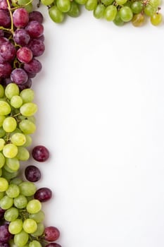 Red and Green Grapes Border on White Background photo