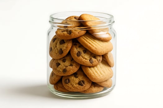 A glass jar filled with cookies photo