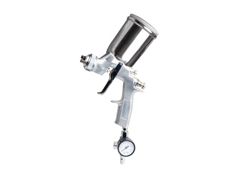 paint gun or spray gun and Air adjusting valve with gauge on white background photo
