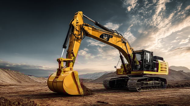 Excavator machine detailed shot in outdoor light photo