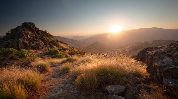 Beautiful nature scene with photorealistic lighting, depth, and beautiful view photo