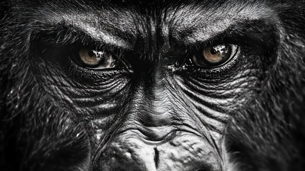 A gorilla's face with a black background photo