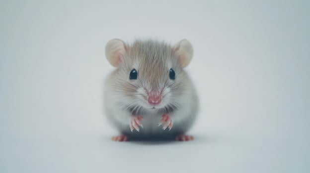 A small mouse is standing on its hind legs photo