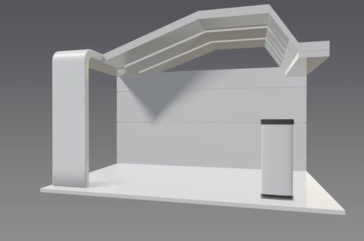 A 3d model of a small white building photo