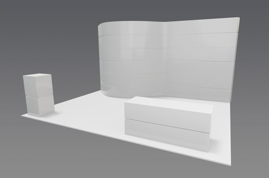 3d model of a white wall with a table and a chair photo