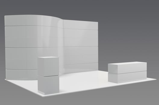 White creative exhibition stand design booth template 3d illustration photo
