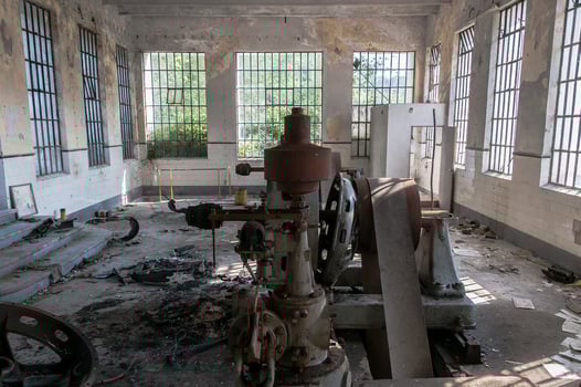 Detail of the interior of an old abandoned power plant photo