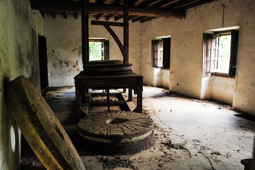 Old power plant in ruins and abandoned photo