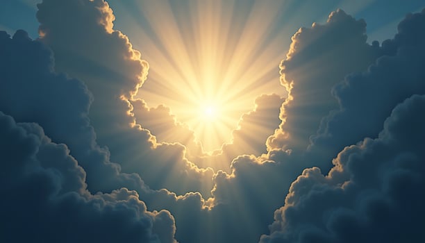 Sun Shining Through Clouds Dramatic Sky with Light Rays photo