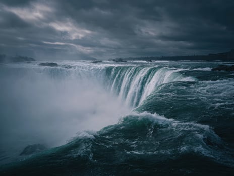 A Mighty And Fierce Cascade In Stormy Weather photo