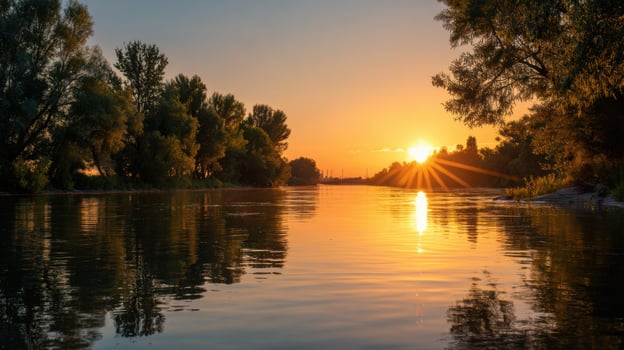 A Perfect Summer Sunset On A Peaceful River photo