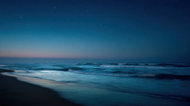 An Empty Sandy Beach With A Mystical Twilight Feel photo