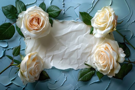 Delicate cream roses on a textured backdrop. photo