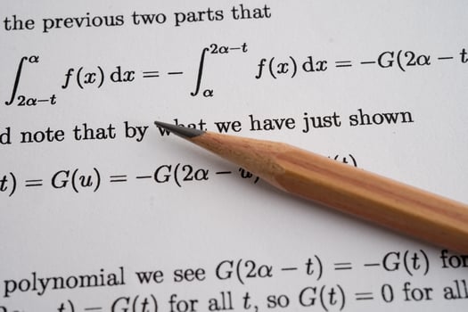Pencil on mathematic exercise test photo