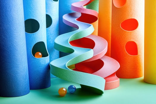 Colorful paper tubes with a spiral design photo
